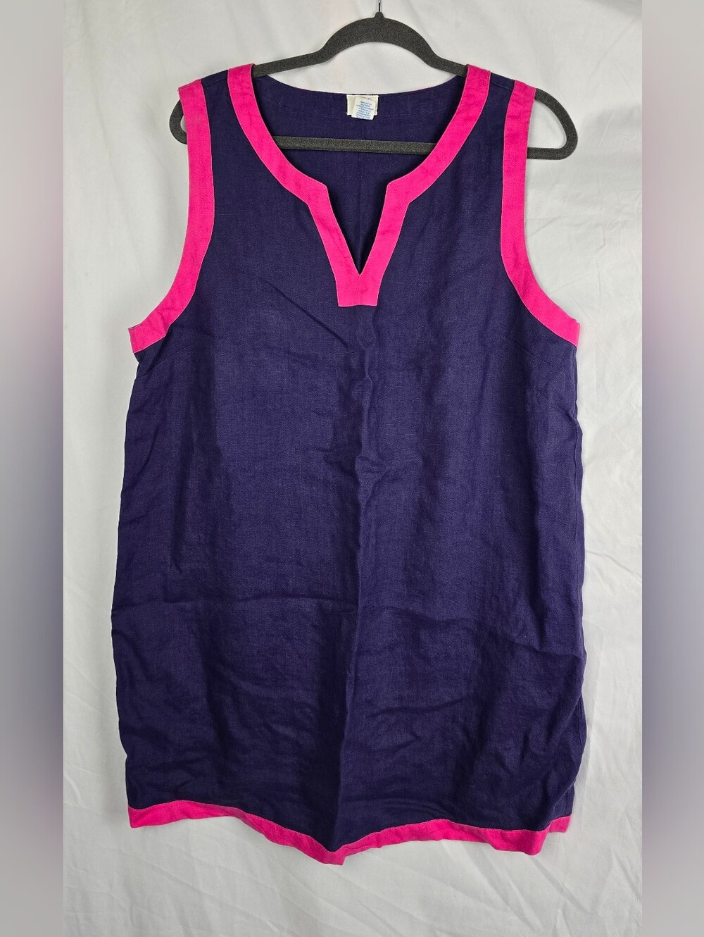Sigrid Olsen 100% Linen Purple/Pink Minimalist Sleeveless Shift Dress sz XL